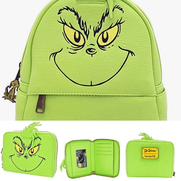 Loungefly Handbags - Loungefly Dr. Seuss the Grinch Faux Leather Mini Backpack and Wallet Set